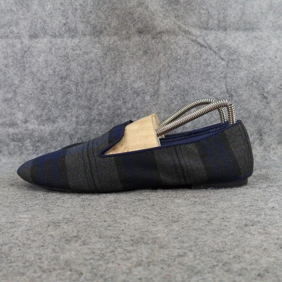 Old Navy Shoes Womens 9 Flats Loafer Slip On Plaid Casual Career Blue Grey Style - Picture 4 of 13